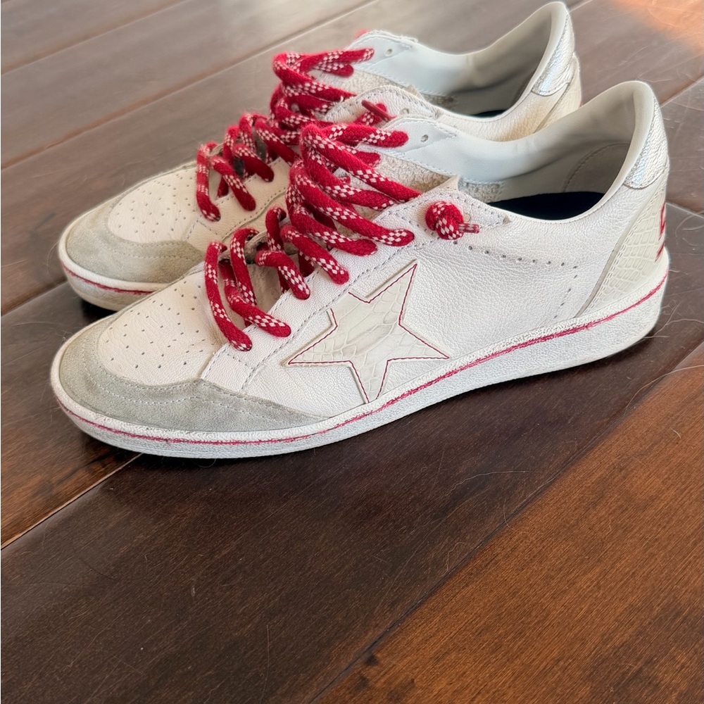Golden Goose White and Red Ballstars - Picture 3 of 8